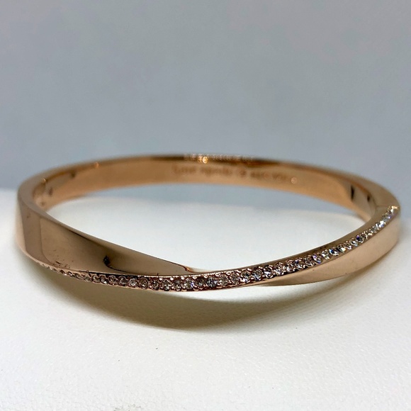 kate spade Jewelry - Kate Spade "Do the Twist" Rose Gold Pave Bangle
